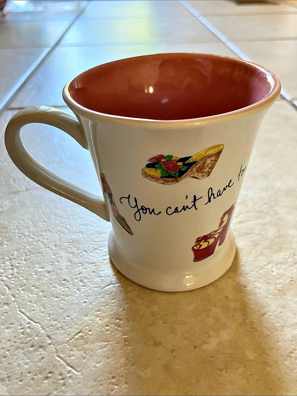 Vintage AOC “You can’t have too many friends or pairs of Shoes” Mug Illustrated
